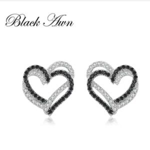 925 Sterling Silver Double Heart Earrings